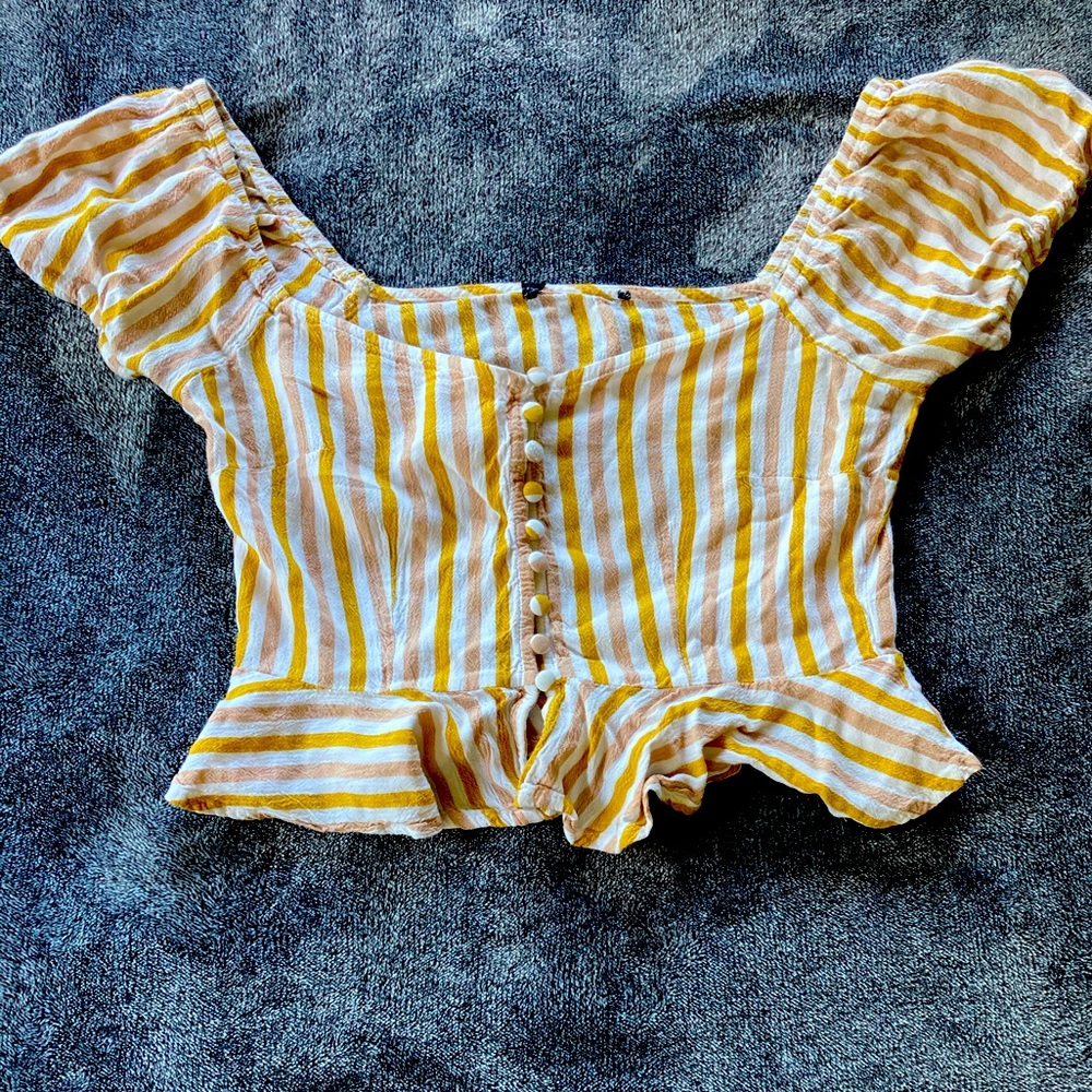 Striped Cropped Button up shirt